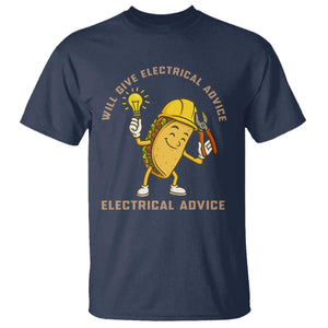 Funny Electrician T Shirt This Electrician Will Work For Tacos TS14 Navy Print Your Wear