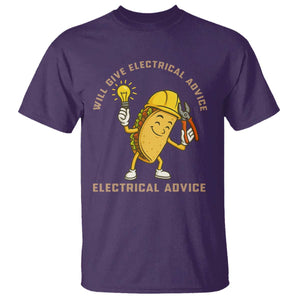 Funny Electrician T Shirt This Electrician Will Work For Tacos TS14 Purple Print Your Wear