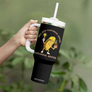 Funny Electrician Tumbler With Handle This Electrician Will Work For Tacos TS14 Print Your Wear