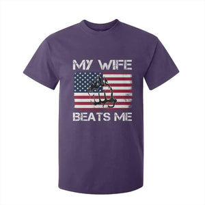 Funny Husband Sarcastic T Shirt For Kid American Flag My Wife Beats Me TS14 Purple Print Your Wear