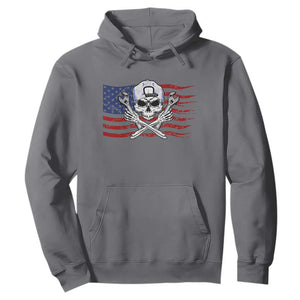 Skeleton Mechanic Hoodie American Flag Patriotic Car Repair TS14 Charcoal Print Your Wear