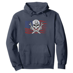 Skeleton Mechanic Hoodie American Flag Patriotic Car Repair TS14 Navy Print Your Wear