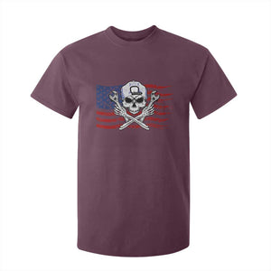 Skeleton Mechanic T Shirt For Kid American Flag Patriotic Car Repair TS14 Maroon Print Your Wear