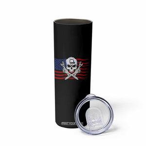 Skeleton Mechanic Skinny Tumbler American Flag Patriotic Car Repair TS14 Print Your Wear