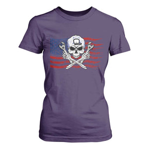 Skeleton Mechanic T Shirt For Women American Flag Patriotic Car Repair TS14 Purple Print Your Wear