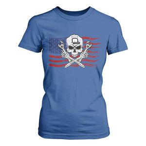 Skeleton Mechanic T Shirt For Women American Flag Patriotic Car Repair TS14 Royal Blue Print Your Wear