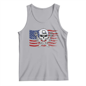 Skeleton Mechanic Tank Top American Flag Patriotic Car Repair TS14 Athletic Heather Print Your Wear