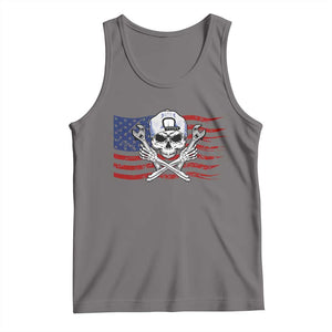 Skeleton Mechanic Tank Top American Flag Patriotic Car Repair TS14 Deep Heather Print Your Wear