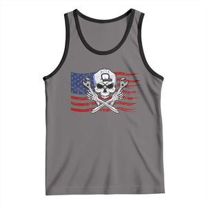 Skeleton Mechanic Tank Top American Flag Patriotic Car Repair TS14 Deep Heather Black Print Your Wear