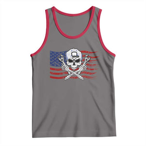 Skeleton Mechanic Tank Top American Flag Patriotic Car Repair TS14 Deep Heather Red Print Your Wear