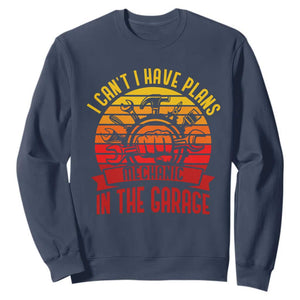 Funny Car Mechanic Sweatshirt I Cant I Have Plans In The Garage TS14 Navy Print Your Wear