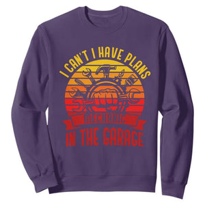 Funny Car Mechanic Sweatshirt I Cant I Have Plans In The Garage TS14 Purple Print Your Wear