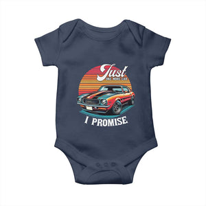 Funny Car Enthusiast Baby Onesie Just One More Car I Promise TS14 Navy Print Your Wear
