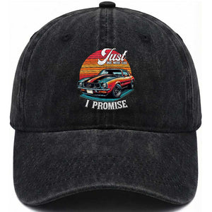Funny Car Enthusiast Washed Cotton Baseball Cap Just One More Car I Promise TS14 Washed Cap Universal Fit Black Print Your Wear
