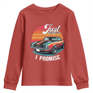 Funny Car Enthusiast Youth Sweatshirt Just One More Car I Promise TS14 Red Print Your Wear