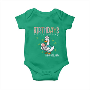 Labor And Delivery Nurse Baby Onesie Birthdays Are Our Specialty TS14 Irish Green Print Your Wear