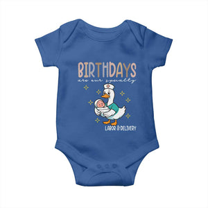 Labor And Delivery Nurse Baby Onesie Birthdays Are Our Specialty TS14 Royal Blue Print Your Wear
