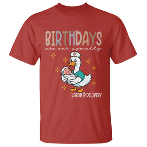 Labor And Delivery Nurse T Shirt Birthdays Are Our Specialty TS14 Red Print Your Wear
