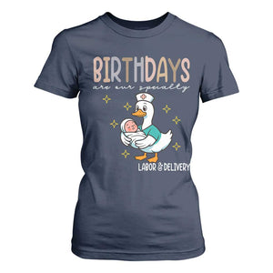 Labor And Delivery Nurse T Shirt For Women Birthdays Are Our Specialty TS14 Navy Print Your Wear