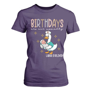 Labor And Delivery Nurse T Shirt For Women Birthdays Are Our Specialty TS14 Purple Print Your Wear