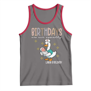 Labor And Delivery Nurse Tank Top Birthdays Are Our Specialty TS14 Deep Heather Red Print Your Wear