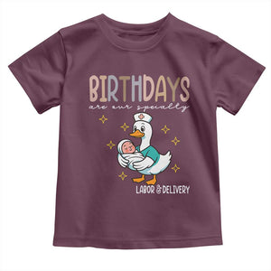 Labor And Delivery Nurse Toddler T Shirt Birthdays Are Our Specialty TS14 Maroon Print Your Wear
