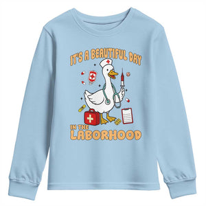 Goose ER Nurse Youth Sweatshirt It Is A Beautiful Day In The Laborhood TS14 Light Blue Print Your Wear