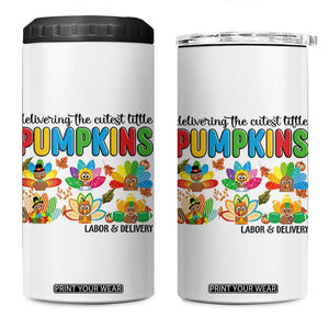 Thanksgiving Labor And Delivery Nurse 4 in 1 Can Cooler Tumbler Cutest Turkeys TS14 One Size: 16 oz White Print Your Wear