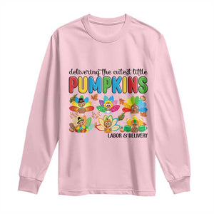 Thanksgiving Labor And Delivery Nurse Long Sleeve Shirt Cutest Turkeys TS14 Light Pink Print Your Wear