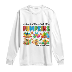 Thanksgiving Labor And Delivery Nurse Long Sleeve Shirt Cutest Turkeys TS14 White Print Your Wear