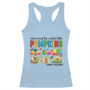Thanksgiving Labor And Delivery Nurse Racerback Tank Top Cutest Turkeys TS14 Light Blue Print Your Wear