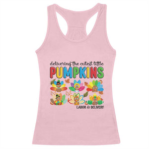 Thanksgiving Labor And Delivery Nurse Racerback Tank Top Cutest Turkeys TS14 Light Pink Print Your Wear