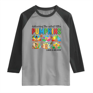 Thanksgiving Labor And Delivery Nurse Raglan Shirt Cutest Turkeys TS14 Sport Gray Black Print Your Wear