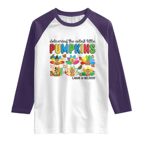 Thanksgiving Labor And Delivery Nurse Raglan Shirt Cutest Turkeys TS14 White Purple Print Your Wear