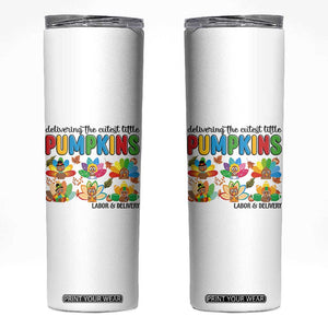 Thanksgiving Labor And Delivery Nurse Skinny Tumbler Cutest Turkeys TS14 White Print Your Wear