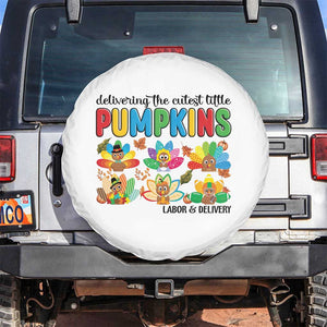 Thanksgiving Labor And Delivery Nurse Spare Tire Cover Cutest Turkeys TS14 No hole White Print Your Wear