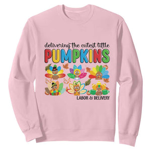Thanksgiving Labor And Delivery Nurse Sweatshirt Cutest Turkeys TS14 Light Pink Print Your Wear