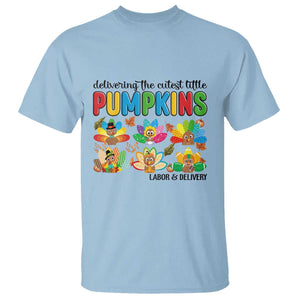 Thanksgiving Labor And Delivery Nurse T Shirt Cutest Turkeys TS14 Light Blue Print Your Wear