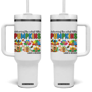 Thanksgiving Labor And Delivery Nurse Tumbler With Handle Cutest Turkeys TS14 One Size: 40 oz White Print Your Wear