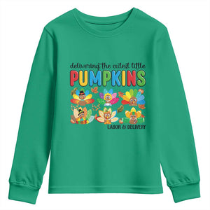 Thanksgiving Labor And Delivery Nurse Youth Sweatshirt Cutest Turkeys TS14 Irish Green Print Your Wear