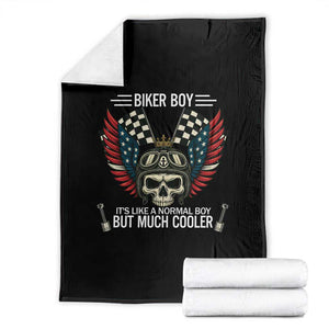 Skull Biker American Flag Motorcycle Biker Son Throw Blanket TS14 Black Print Your Wear