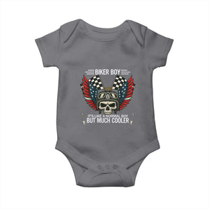 Skull Biker American Flag Motorcycle Biker Son Baby Onesie TS14 Charcoal Print Your Wear