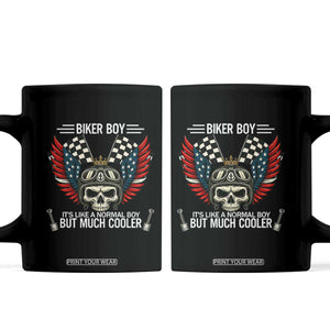 Skull Biker American Flag Motorcycle Biker Son Coffee Mug TS14 Black Print Your Wear