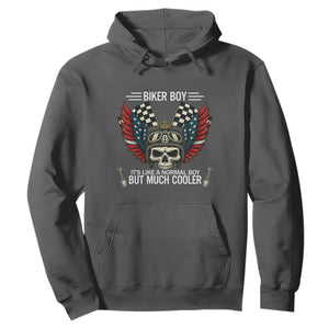 Skull Biker American Flag Motorcycle Biker Son Hoodie TS14 Dark Heather Print Your Wear