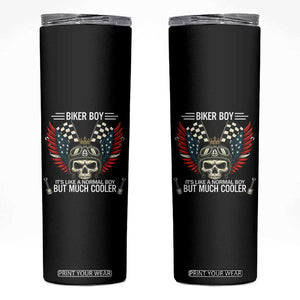 Skull Biker American Flag Motorcycle Biker Son Skinny Tumbler TS14 Black Print Your Wear