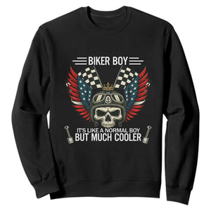 Skull Biker American Flag Motorcycle Biker Son Sweatshirt TS14 Black Print Your Wear