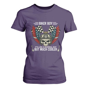 Skull Biker American Flag Motorcycle Biker Son T Shirt For Women TS14 Purple Print Your Wear