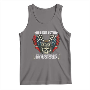 Skull Biker American Flag Motorcycle Biker Son Tank Top TS14 Deep Heather Print Your Wear