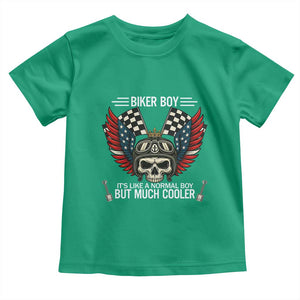 Skull Biker American Flag Motorcycle Biker Son Toddler T Shirt TS14 Irish Green Print Your Wear