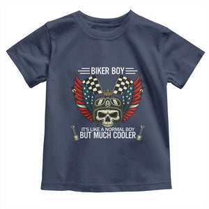 Skull Biker American Flag Motorcycle Biker Son Toddler T Shirt TS14 Navy Print Your Wear